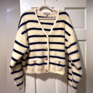 JCrew Sweater lady jacket in striped brushed yarn, 
Size Medium